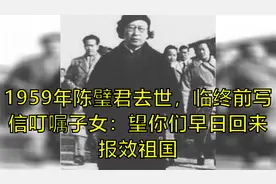 1959年陈璧君去世，临终前写信叮嘱子女：望你们早日回来报效祖国