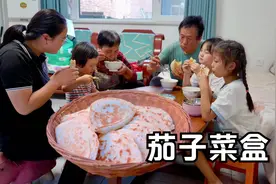 摘几个茄子，烙几个茄子菜盒，皮薄馅又香！