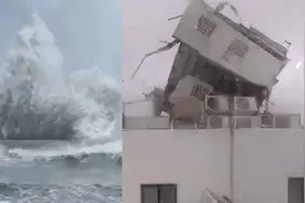 直击台风“小犬”登陆台湾：海面掀7米巨浪 铁皮房被连根拔起视频封面