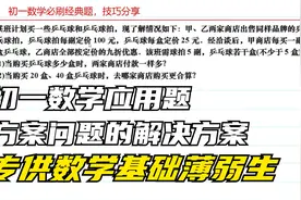 初一数学应用题经典方案问题，专供初一数学薄弱生视频封面