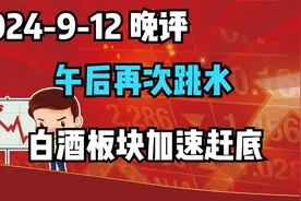 9-12晚评：午后再次跳水，白酒板块加速下跌！视频封面