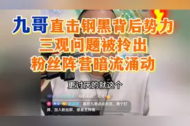 九哥直击钢黑背后势力，三观问题被拎出，粉丝阵营暗流涌动