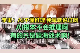 苹果：AI不懂推理 我早就说过啊，AI根本不会推理啊，有的只是题视频封面