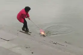 丹东鸭绿江边发现大红鲤鱼，迟迟不肯游走，看大姨怎么把它抓获视频封面