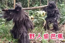 搞笑野人像金刚一样生活在山洞里吃芭蕉视频封面