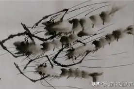 精妙国画，水墨龙虾，姿态各异，生动形象，妙不可言图片
