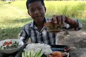 原始荒野美食：椰子汁煮的螃蟹汤，你见过这样的操作吗？