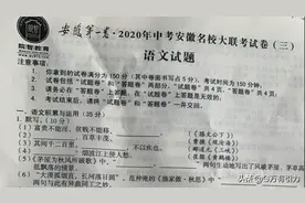 2020安徽中考名校大联考语文试卷图片