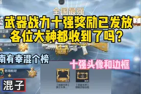 CF手游武器战力十强榜奖励都收到了吗？视频封面