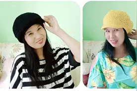 粗线钩一顶鸭舌帽详细教程，四种戴法，漂亮百搭。