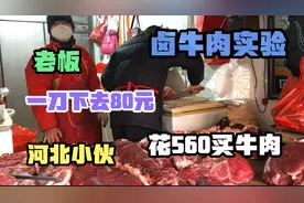 石家庄小伙花560买鲜牛肉做实验，15斤鲜牛肉卤熟后变多少斤熟肉视频封面