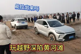 黄河滩玩越野车深陷泥潭，现场救援能出来吗？众人围观真热闹！视频封面