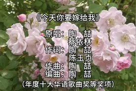 《今天你要嫁给我》歌曲获得第18届台湾金曲奖最佳年度歌曲奖等奖