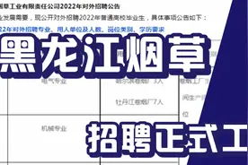 黑龙江烟草招聘，不限户籍，正式职工，待遇不错，本科毕业生可报视频封面