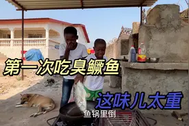 非洲孩子第一次吃臭鳜鱼，被熏的捂鼻子，这个味儿太上头了视频封面