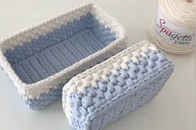 钩针编织长方形收纳盒教程