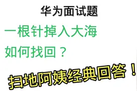 华为面试题：一根针掉入大海如何找回？扫地阿姨经典回答视频封面