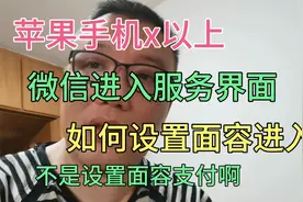 苹果手机x以上，微信进入服务页面，如何设置面容进入！视频封面
