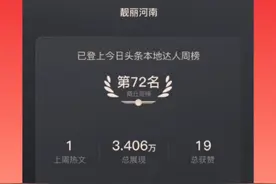 祝贺靓丽河南头条号荣登今日头条本地达人周榜