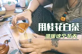 早晨泡一杯桂花白茶，叶片在沸水中舒展，鼻息飘满桂花香，温暖啊视频封面