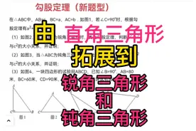 八年级数学上：由探究直角三角形三边关系拓展到锐角和钝角三角形视频封面