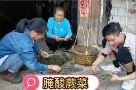 老姐做的腌酸蕨菜，简单，没有讲究，放坛子里两三年都不会坏视频封面