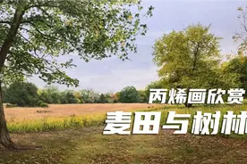 丙烯画欣赏-麦田与树林 简单技法画出写实风格的风景画视频封面