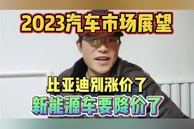 2023年汽车市场展望，新能源车价格一定会降价的，比亚迪别涨价了视频封面
