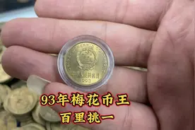 93年梅花五角，存世量越来越少，导致它的价值快速提升，100枚中