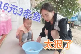 花16元买3条鱼，被萌娃几分钟就玩死一条，赶紧放起来这娃太狠了视频封面