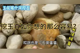我们来到和田玉龙喀什河的最上游，挖了一下午就出几块漂亮石头。视频封面