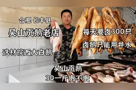合肥长丰，吴山贡鹅老店每天卤鹅300只，老卤22年只加井水，喷香视频封面