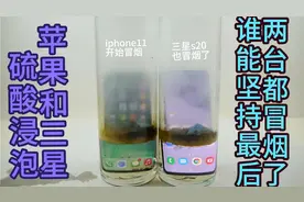 硫酸测试浸泡苹果11和三星s20，三星屏幕变这样了，会不会爆炸！视频封面
