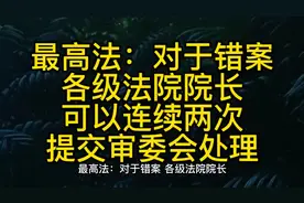 最高法：对于错案，各级法院院长，可以连续两次提交审委会处理视频封面