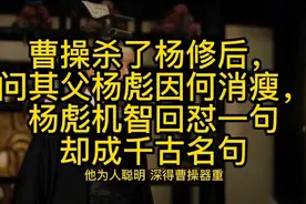 曹操杀了杨修后，问其父因何消瘦，杨彪机智回怼一句却成千古名句视频封面