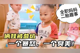 全职妈妈二胎趣事：俩娃被爹坑，反应截然不同，弟弟发怒姐姐臭美视频封面