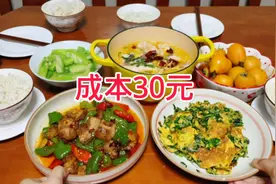 老公说最欢吃我做的家常菜，今天花30元做4个菜，青椒炒肉好下饭视频封面