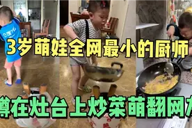 3岁萌娃绝对是全网最小厨师，颠勺甩锅样样精通，网友：未来厨神视频封面