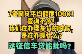 7笔网贷平均额度1000！查询不多！这征信车贷能批吗？视频封面