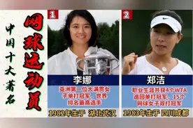 中国十大著名网球运动员，郑洁上榜，第一当之无愧（首位大满贯）视频封面