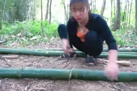 丛林建造，<<<野外生存>>>技巧，小姐姐用竹子建造房子。视频封面