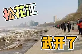 佳木斯松花江武开江，冰块以排山倒海之势涌上岸，场面触目惊心。