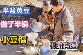 东北农村半盆黄豆磨碎，大铁锅一熬成半锅小豆腐，这食物是真简单视频封面