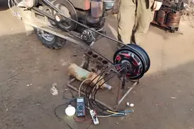 一万瓦全顺电动车轱辘改发电机，高速运转时电压可以达到一百多伏