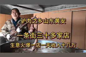 小镇一条街三十家驴肉馆，忙时一天一家就卖十几头驴，收入十几万