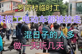 广州市白云区罗岗村临时工市场 招工电动车都被拉走 混日子的人多视频封面