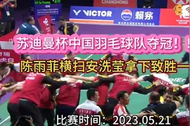 中国队苏迪曼杯夺冠，让人热泪盈眶！贾一凡和石宇奇拥抱庆祝视频封面
