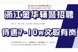 浙江辅警招聘考试报名开始了，待遇7-10w,社保齐全，不限男女！视频封面