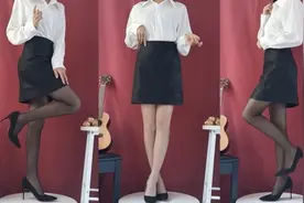 九：衬衫+皮裙+肉丝、黑丝+红底高跟鞋→嗯，非常御姐的穿搭