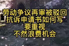 劳动争议再审被驳回，抗诉申请书如何写？要重视，不然浪费机会视频封面